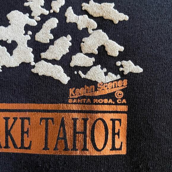 Vintage 90s Keehn Scenes Lake Tahoe Gloss Print Nature Crewneck Sweatshirt - Picture 3 of 6